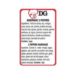 Rouleau d'étiquettes - Marinade 5 poivres - Sauces et marinades DG