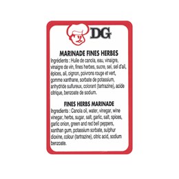 Rouleau d'étiquettes - Marinade fines herbes - Sauces et marinades DG