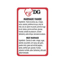 Ingredient labels - Meat marinade - Sauces et marinades DG