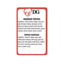 Ingredient labels - Teriaky Marinade - Sauces et marinades DG